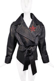 Saint Laurent YSL 1992 Biker Moto Jacket with Red Crystal Star
