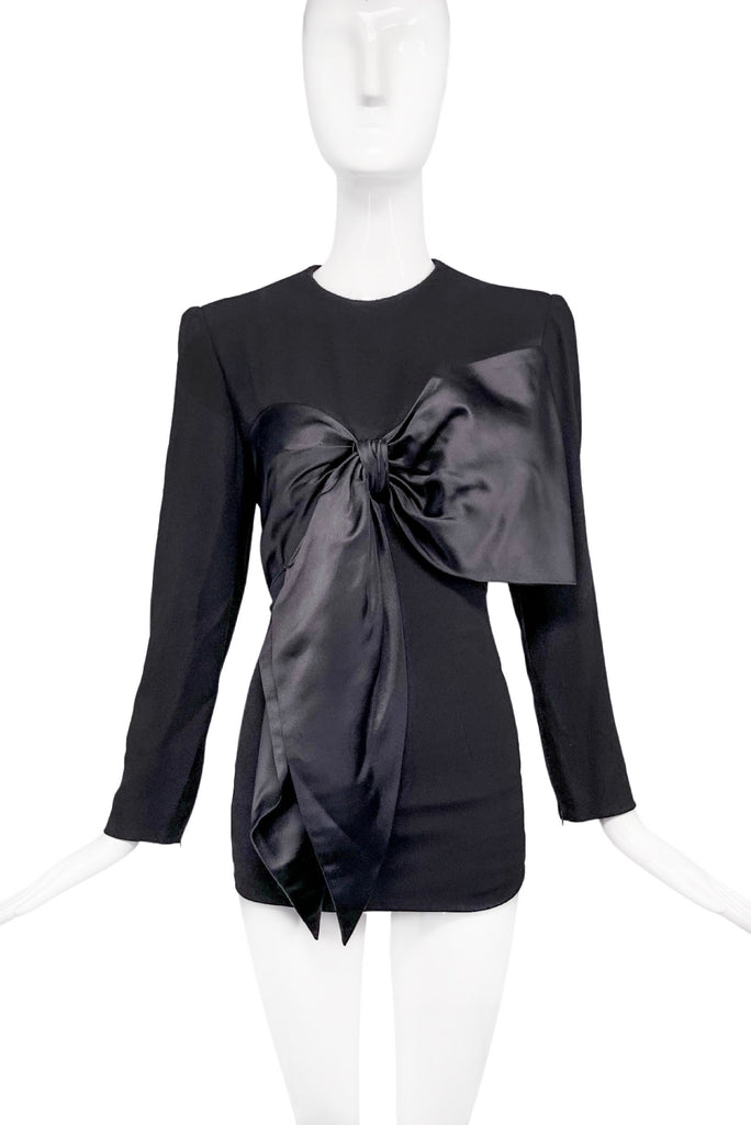 Jean-Louis Scherrer Black Mini Dress with Dramatic Large Bow Detail
