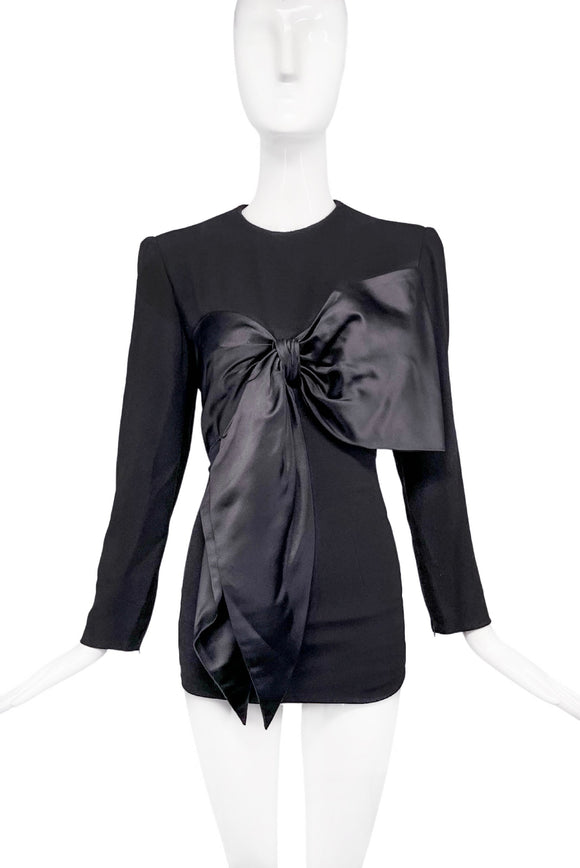 Jean-Louis Scherrer Black Mini Dress with Dramatic Large Bow Detail