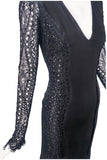 Emilio Pucci Black Lace Sequin Embellished Gown Dress
