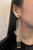 Missoni Silver Gold Chain Mesh Dangling Long Earrings