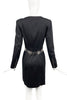 Claude Montana Black Silver Chrome Zipper Ball Mini Dress with Metal Belt
