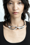 Vintage Silver Chrome Cut Out Sculptural McQueen Style Necklace
