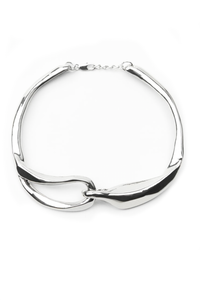 Vintage Silver Chrome Cut Out Sculptural McQueen Style Necklace