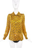 Sonia Rykiel Yellow Satin "Sonia Portrait" Cartoon Print Shirt Blouse