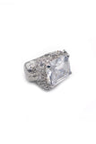 Vintage Collection of Oversized Silver Cocktail Rings with Faceted Crystals