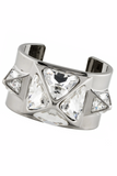 St. John Silver Crystal Spike Pyramid Rock Stud Bracelets - Set of 2
