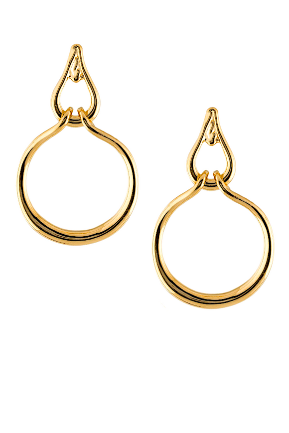 St. John Gold Hoop Sculptural Hoop Earrings