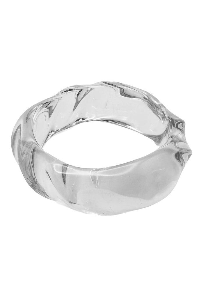 Vintage Clear Lucite Melted Swirled  Molded Bangle Bracelet