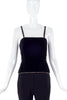 Emanuel Ungaro Black Velvet Camisole Top with Gold Piping
