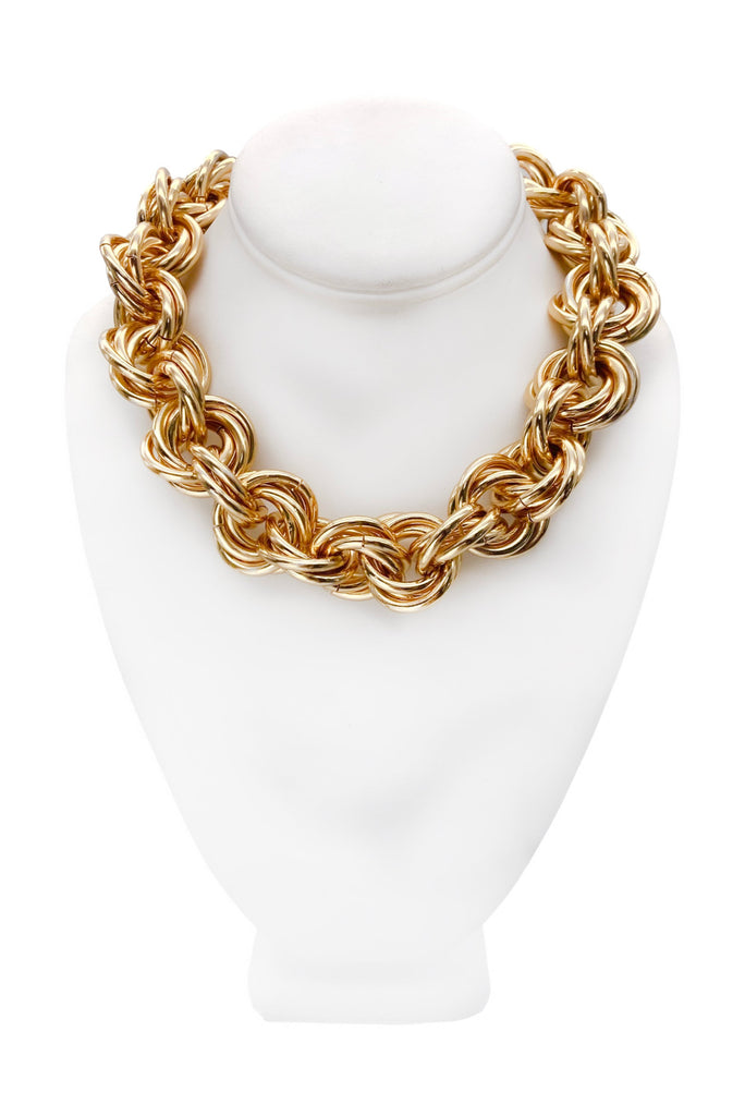 Valentino Gold Round Chain Loop Thick Run DMC Necklace