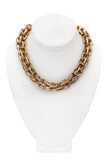 Valentino Gold Box Chain Link Logo Necklace