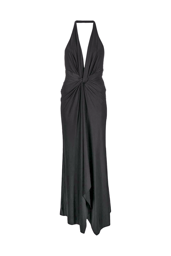 Alexandre Vauthier Black Plunging V Halterneck Gown