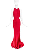 Alexandre Vauthier Red Cut Out Halterneck Racer Back Dress Gown