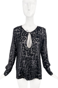 Alexandre Vauthier Black Lurex Leopard Blouse Top
