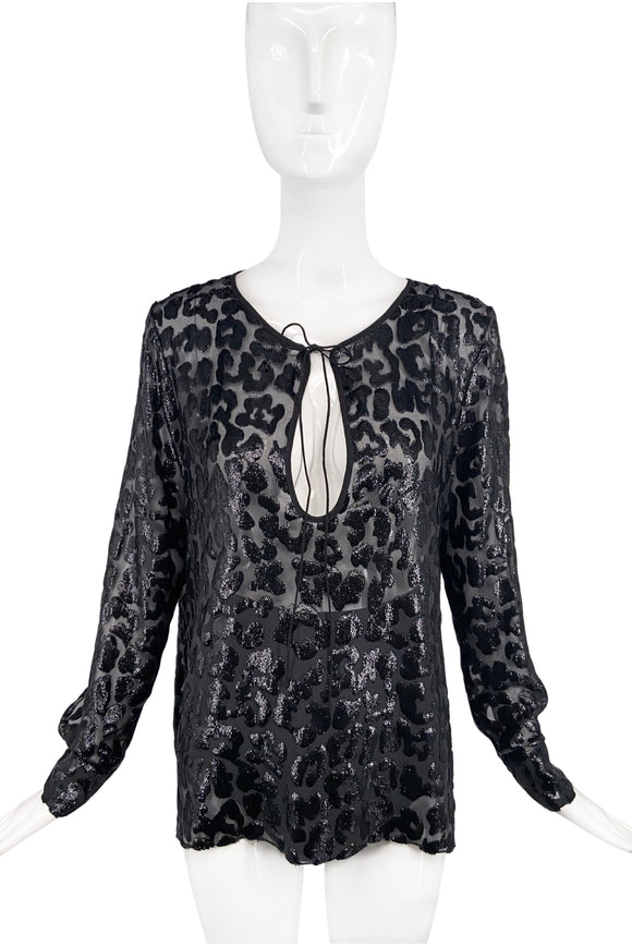 Alexandre Vauthier Black Lurex Leopard Blouse Top