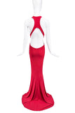 Alexandre Vauthier Red Cut Out Halterneck Racer Back Dress Gown