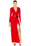 Alexandre Vauthier Red Deep Plunging V Neckline Wrap Gown
