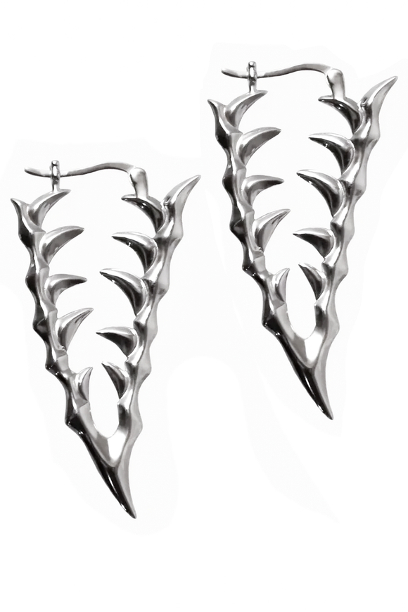 Vintage Silver V-Shaped Spike Earrings