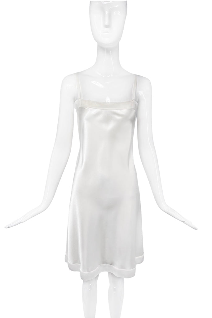 Vera Wang White Silky Slip Minimal Dress 90's Style