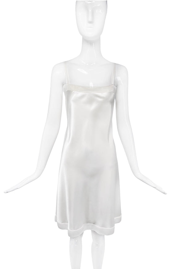 Vera Wang White Silky Slip Minimal Dress 90's Style