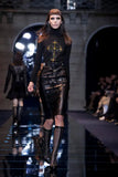 Versace Black Gemstone Cross Longsleeve Turtleneck Top FW2012