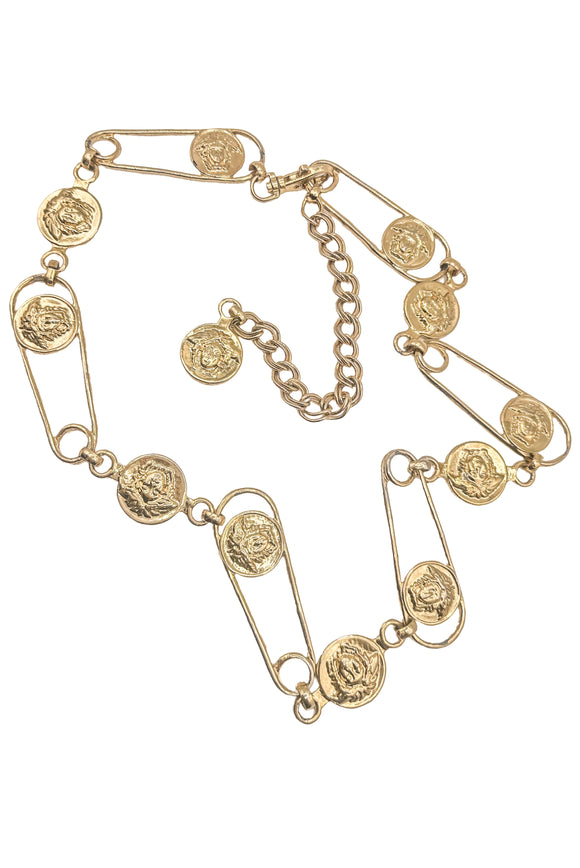 Versace Gold Medusa Safety Pin Belt