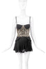 Versace Black With Copper Chainmail Pleated Mini Dress