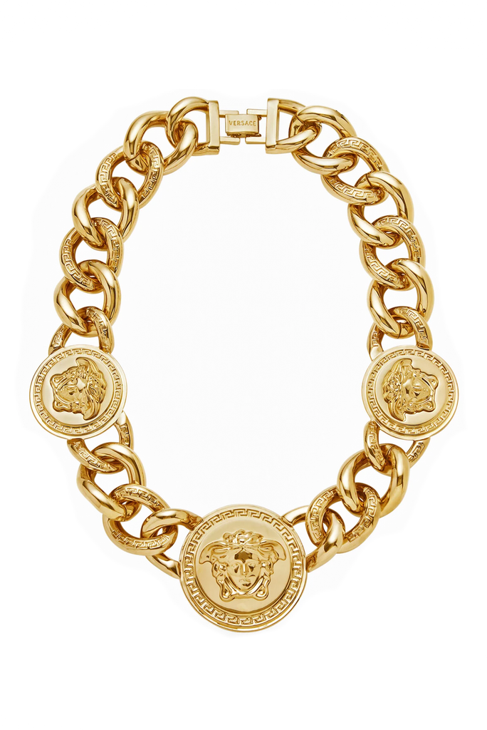 Versace Gold Triple Medusa Chain Necklace