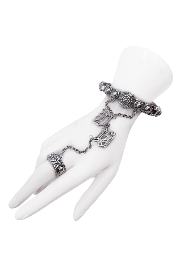 Versace Silver Medusa Ring DV Chain Bracelet Hand Piece Glove