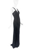 Versace Black Vintage 90's V Neck Halter Build in Bra Dress Gown