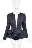 Viktor & Rolf Black & Grey Couture Ridding Coat with an Exaggerated Bustle Ruffle Peplum Detail