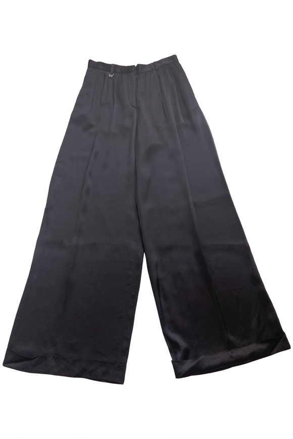 Viktor & Rolf Black Oversized Satin Wide Marlene Pants