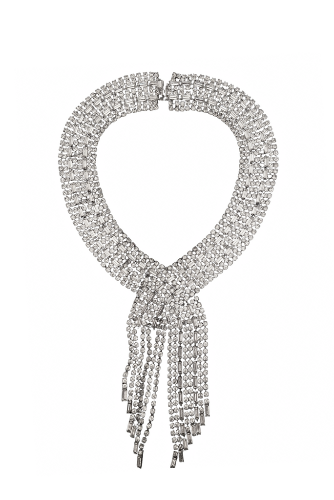 Vintage Waterfall Twisted Knot Crystal Necklace