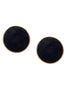 Vintage Gold Black Velvet Gold Round Button Clip On Earrings