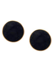 Vintage Gold Black Velvet Gold Round Button Clip On Earrings
