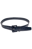 Vintage Black Crocodile Embossed Square Buckle Belt