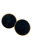 Vintage Gold Black Velvet Gold Round Button Clip On Earrings