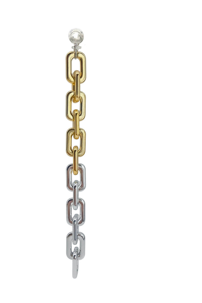 Vintage Dual Tone Gold Silver Extra Long Chain Link Earring