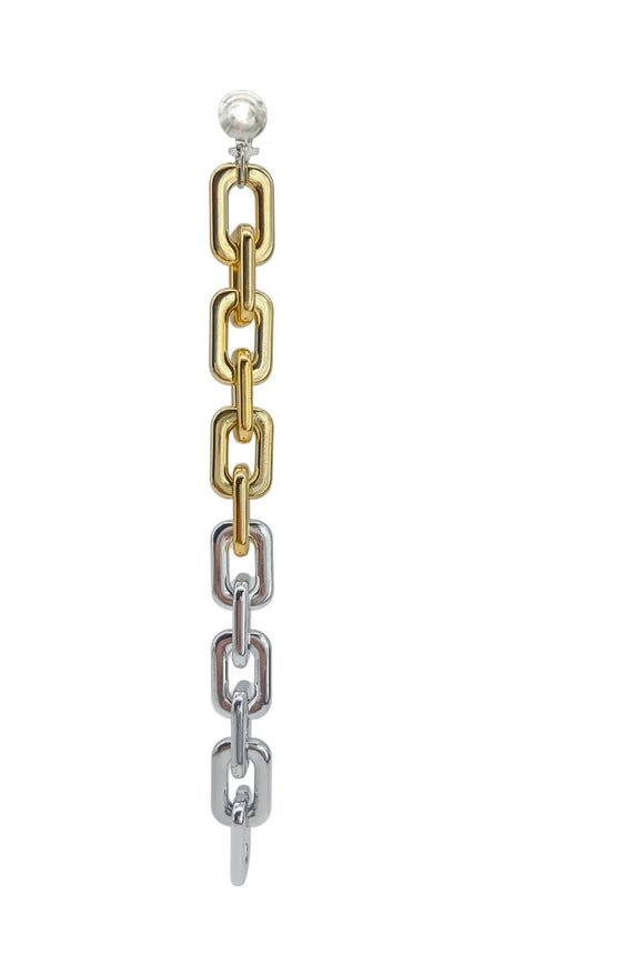 Vintage Dual Tone Gold Silver Extra Long Chain Link Earring