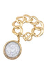 Vintage Gold Chunky Chain Oversized Crystal Pendant Bracelet