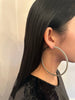 Vintage Silver Crystal Diamond Huge Hoop Earrings