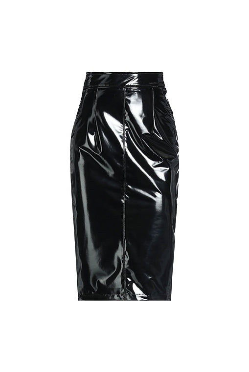 Marco Bologna Black Vinyl Patent Pencil Mistress Skirt