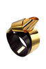 Vionnet Black Resin with Gold Metal Sculptural Ribbon Cuff Bracelet