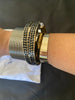 Vionnet Gold Sculptural Textured 3D Cuff Bracelet with Black Diamonds