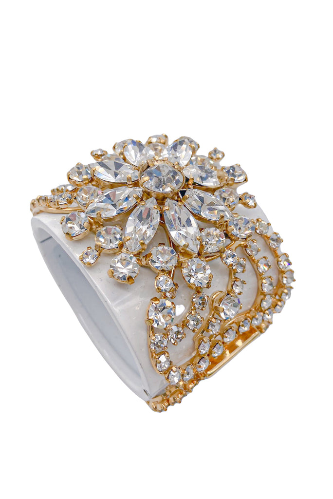 Vionnet White Lucite Crystal Embellished Bracelet