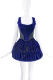 Vivienne Westwood Dark Blue Velvet Corset and Hoop Skirt Set from Autumn/Winter 1987 “Harris Tweed” collection