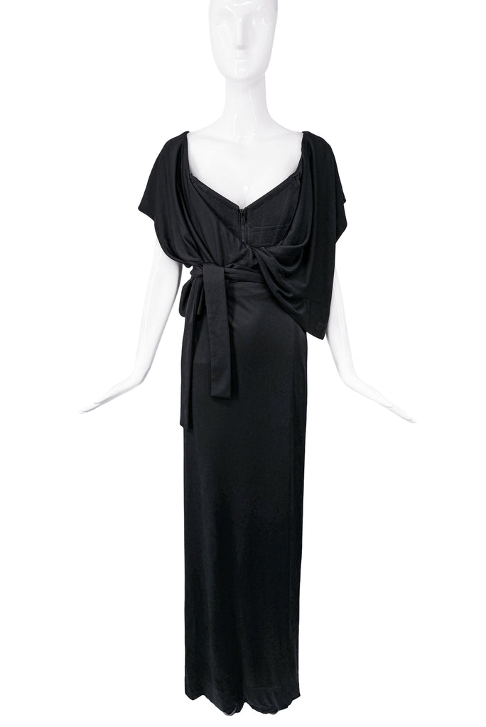 Vivienne Westwood Black Corset Belted Draped Goddess Dress Gown Spring 2015