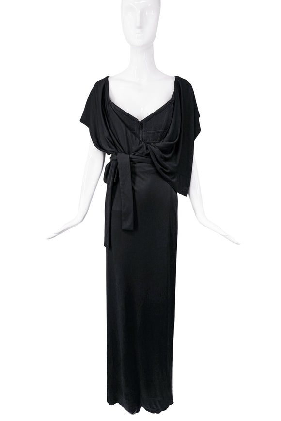 Vivienne Westwood Black Corset Belted Draped Goddess Dress Gown Spring 2015