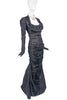 Vivienne Westwood Black Dark Gray Ruched Fishtail Gown